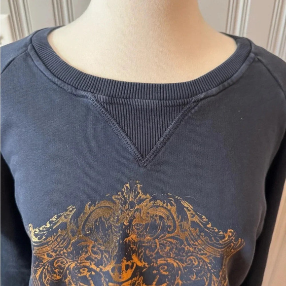 Balmain Paris The Rock Baroque Metallic-Print Sweatshirt, Blue 50 Size Large Men - Picture 6 of 13